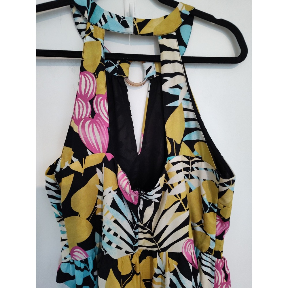 Lascana Pure Selection Tropical Halter High Low Dress Floral Pink Yellow US 14 - Picture 4 of 9